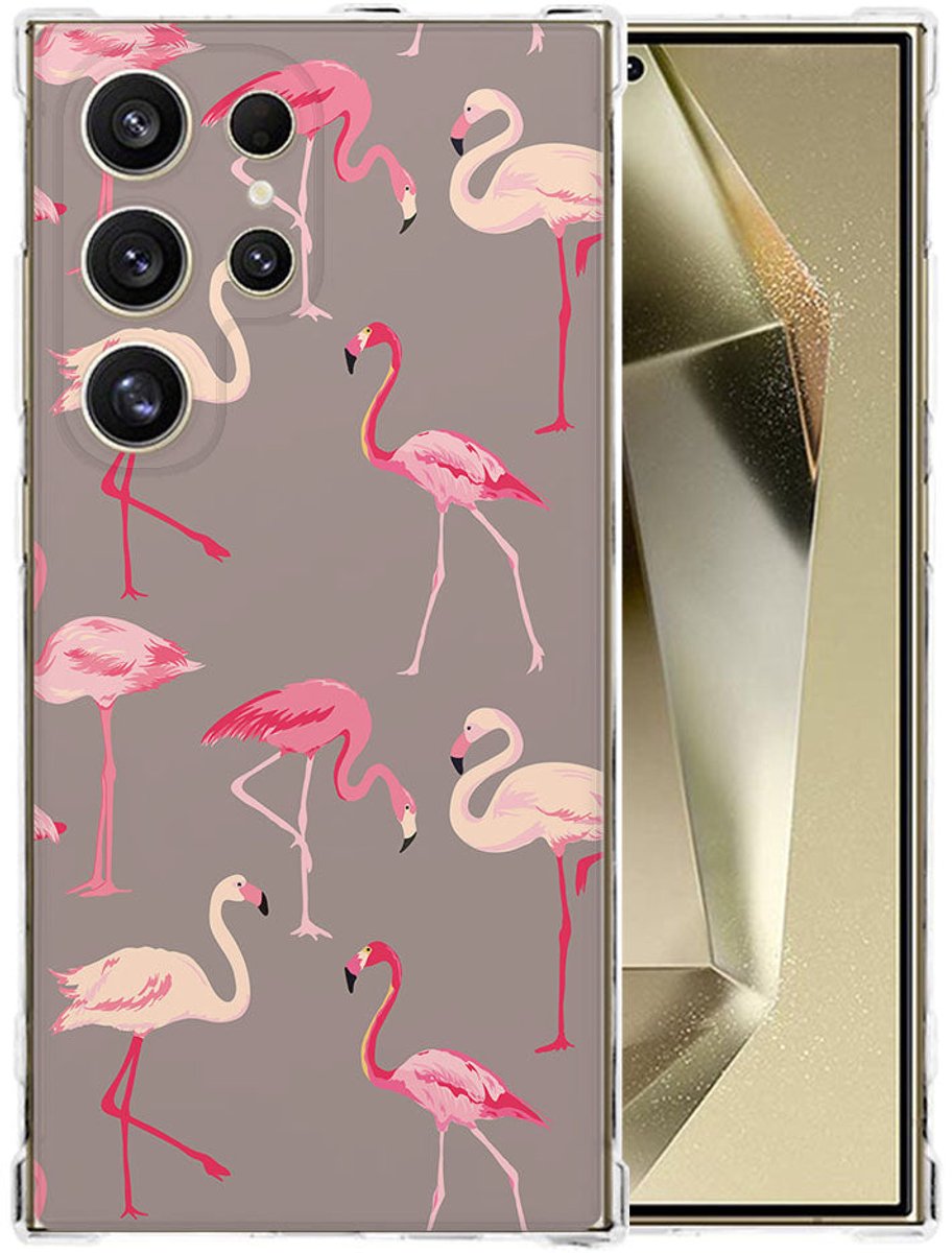 Samsung Galaxy S25 Ultra Hoesje - Flamingo TPU Antishock