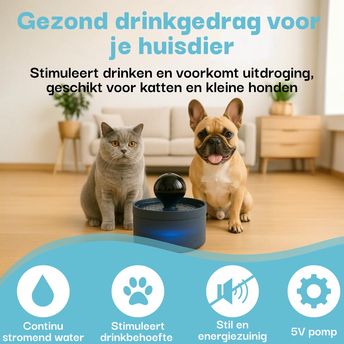Noéya Drinkfontein Kat - Stil stromend water, energiezuinig thumbnail 3