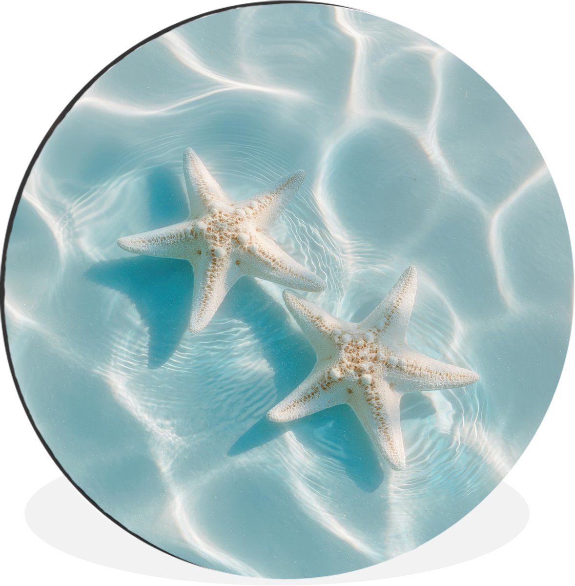 WallCircle Wandcirkel - Muurcirkel - Zeesterren - Golvend water - Rustgevend - Aluminium - Dibond - 60x60 cm - Binnen en Buiten