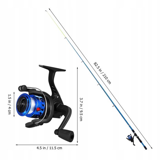 Set de pêche : 2 cannes à pêche pliables, 1 canne à lancer, 1 flotteur et appâts. | Kit de démarrage complet pour débutants et confirmés