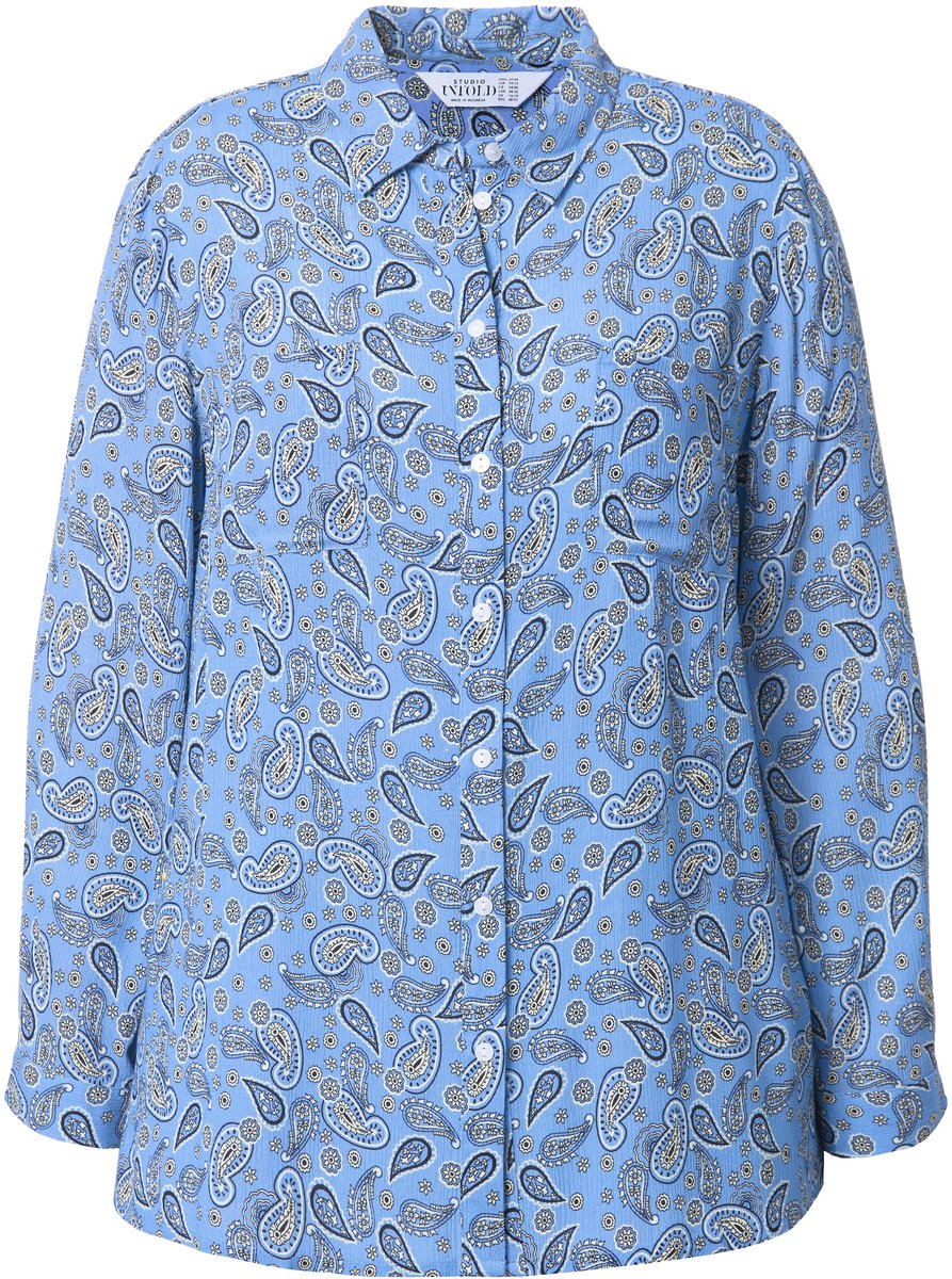 Studio Untold - Dames - Overhemdblouse boxy model paisley-print - Azuurblauw - Maat 42+
