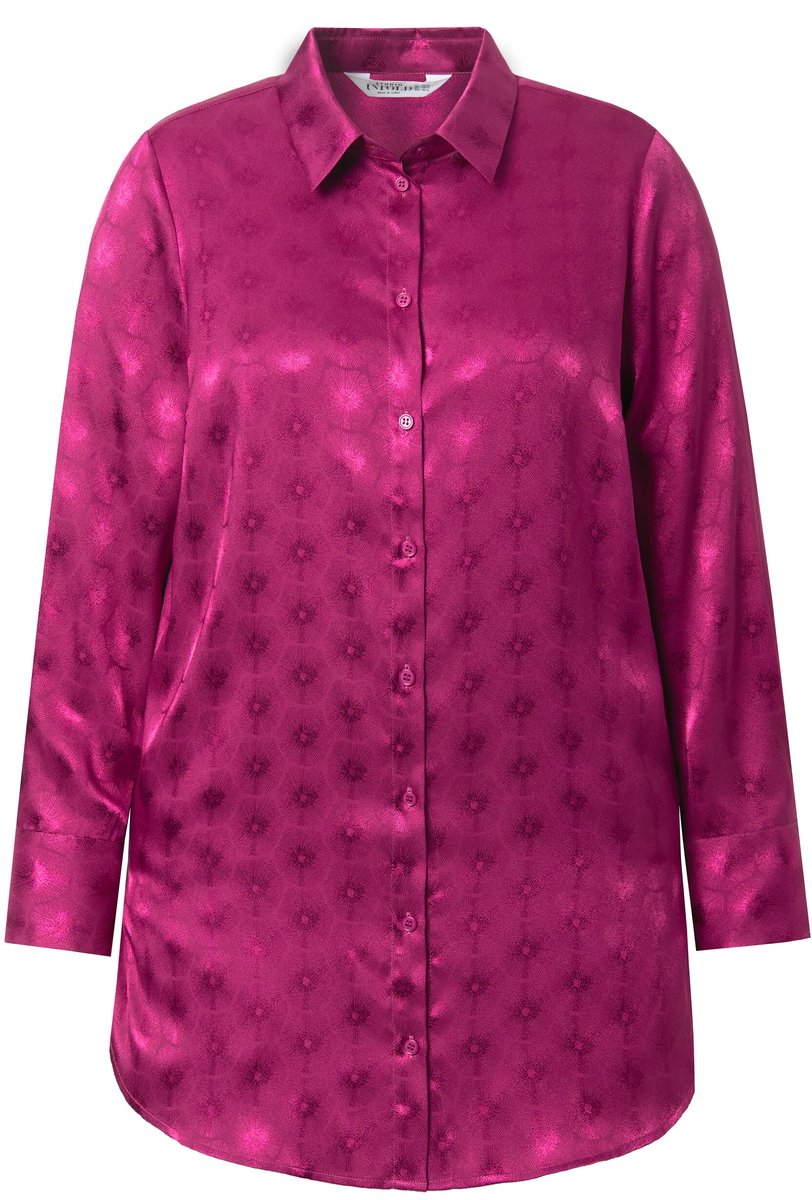 Studio Untold - Dames - Overhemdblouse wijd recht model rays-patroon - Braambes - Maat 54+