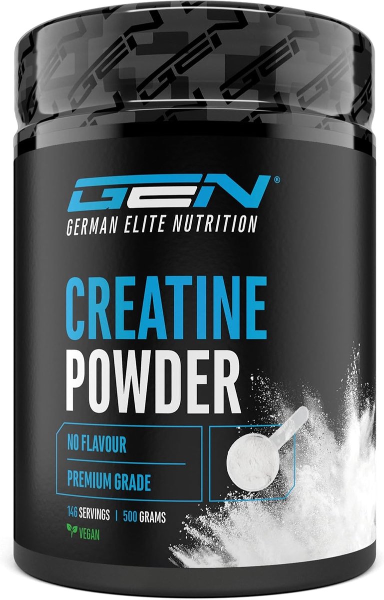German Elite Nutrition - Creatine Poeder - 500 g - Creatine Monohydraat Poeder - Optimale Oplosbaarheid & Microfijn - Veganistisch - 146 Toepassingen
