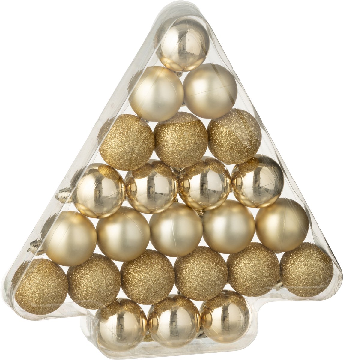 J-Line kerstbal - kunststof - goud - doos van 24