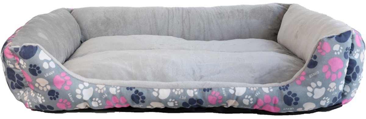 Huisdierenmand Pawprint - Grijs - M - 51 x 39 x 10 cm - UniQ Pets - Voor huisdieren tot 5 kg