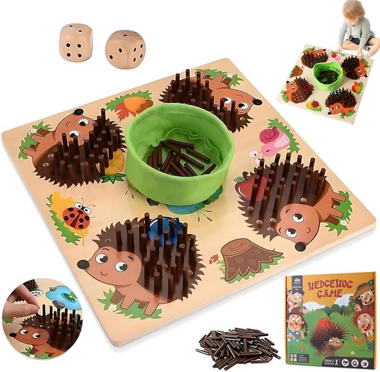 Montejoy Montessori Bordspel van hout, 36 stuks, kleurrijke houten stokken, dobbelspel, educatief speelgoed, kinderspelletjes vanaf 3, 4, 5, 6 jaar, fijne motoriek, spelletjes, familiespel, reisspel