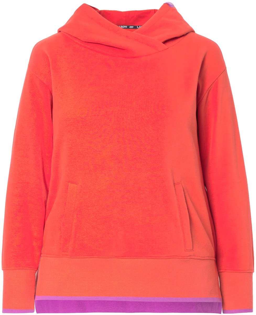 Laurasøn - Dames - Sweatshirt capuchonkraag lange mouwen OEKO-TEX Made in Green - Hibiscusrood - Maat L