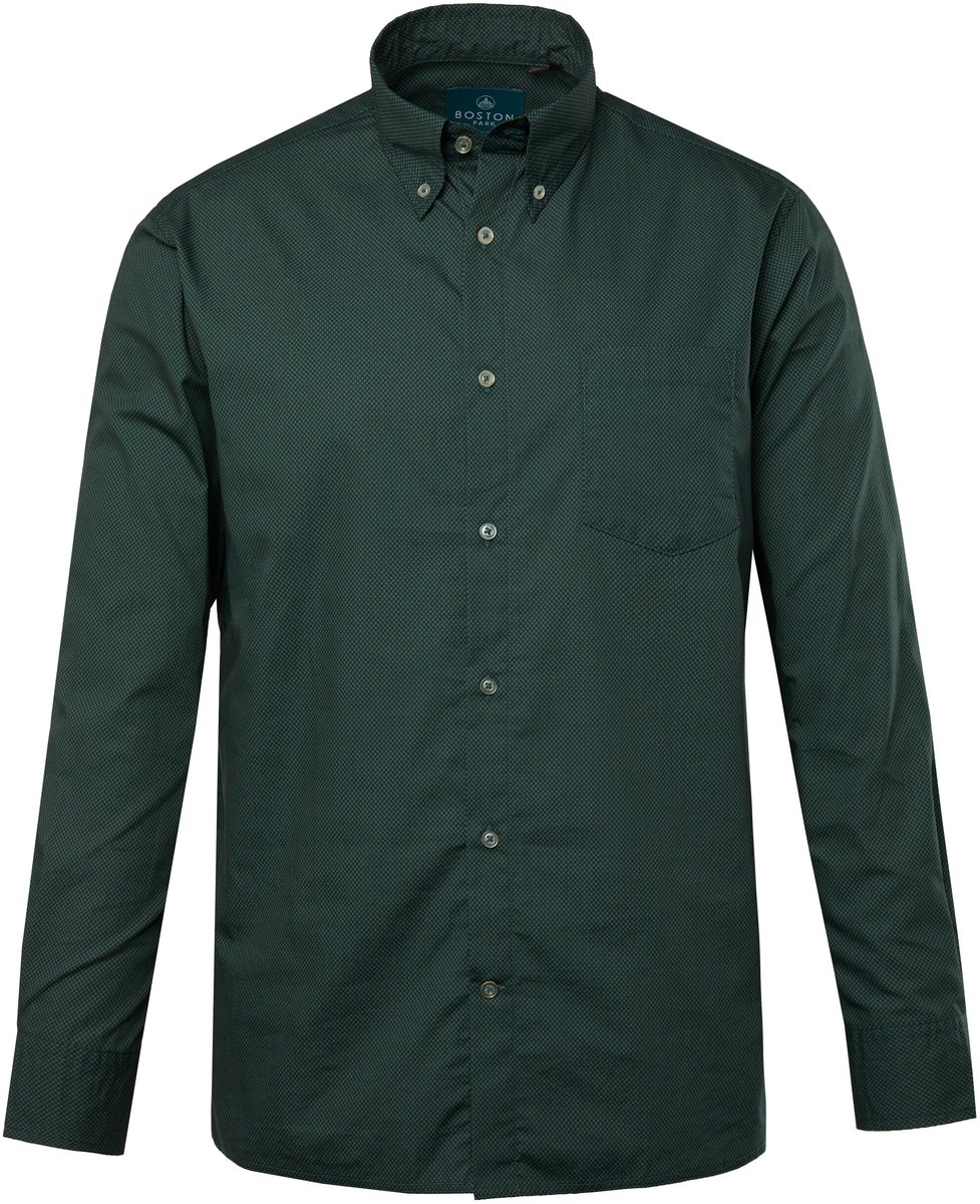 Boston Park - Heren - Overhemd lange mouwen minimalistisch motief Comfort Fit - Bosgroen - Maat 6XL