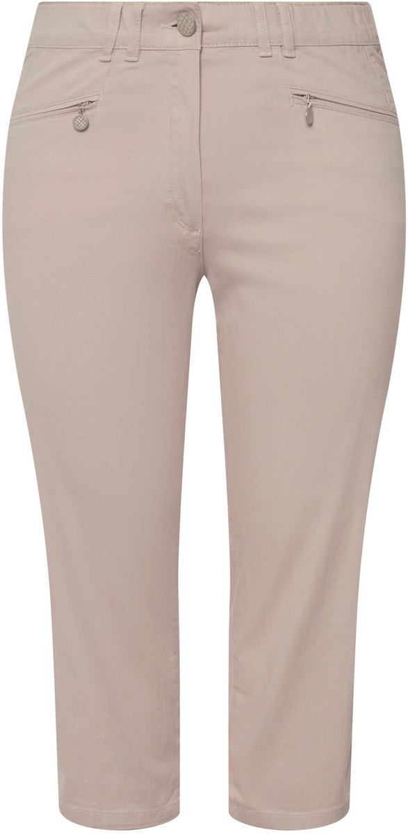 Ulla Popken - Dames - 7/8-Broek Mony kuitlang ritszakken stretch - Cement - Maat 44