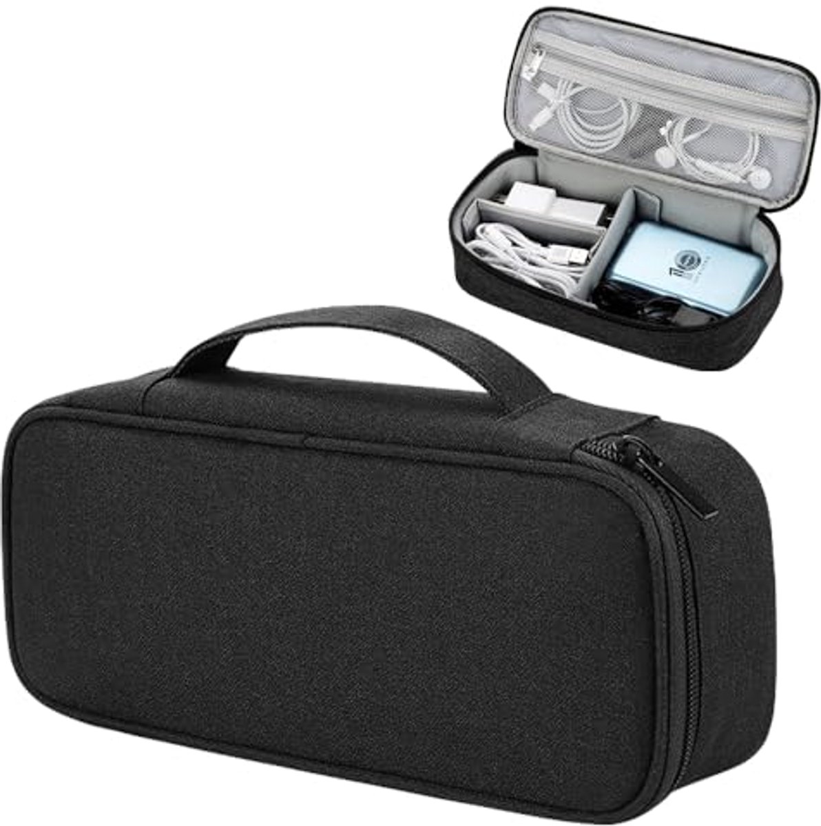 Draagbare Kabel Organizer Bag voor Elektronica Accessoires - Case voor Opladers, Oortelefoons, Power Banks en Harde Schijven, 25 x 12 x 6.5 cm, Aanpasbaar