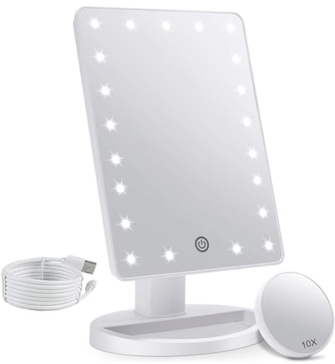Verlichte Make-upspiegel met Ledlicht en Vergroting, Draagbaar en Rotatie - Perfect voor Thuis en Reizen