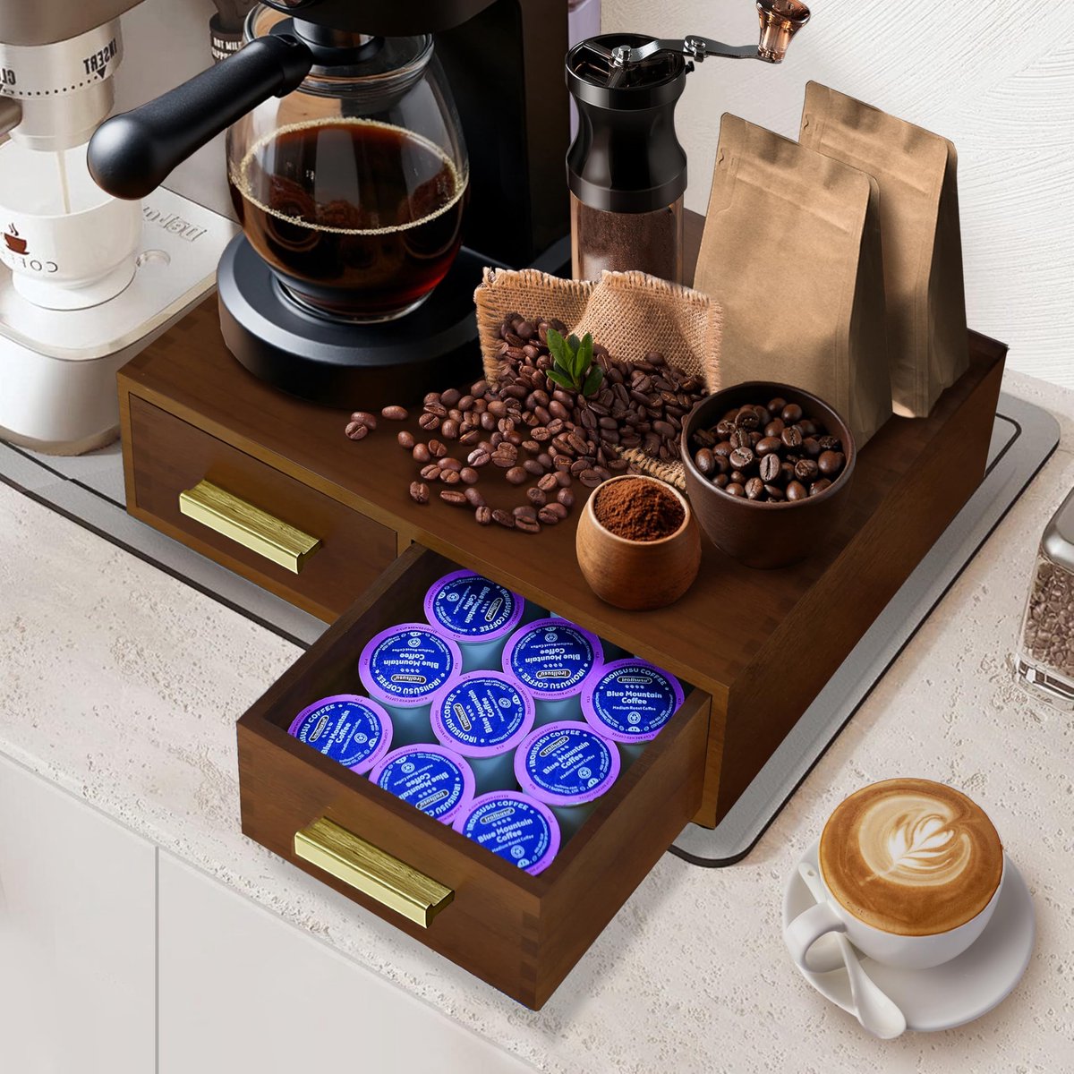 Azomor® Houten koffie capsule houder voor compacte en georganiseerde koffiestations
