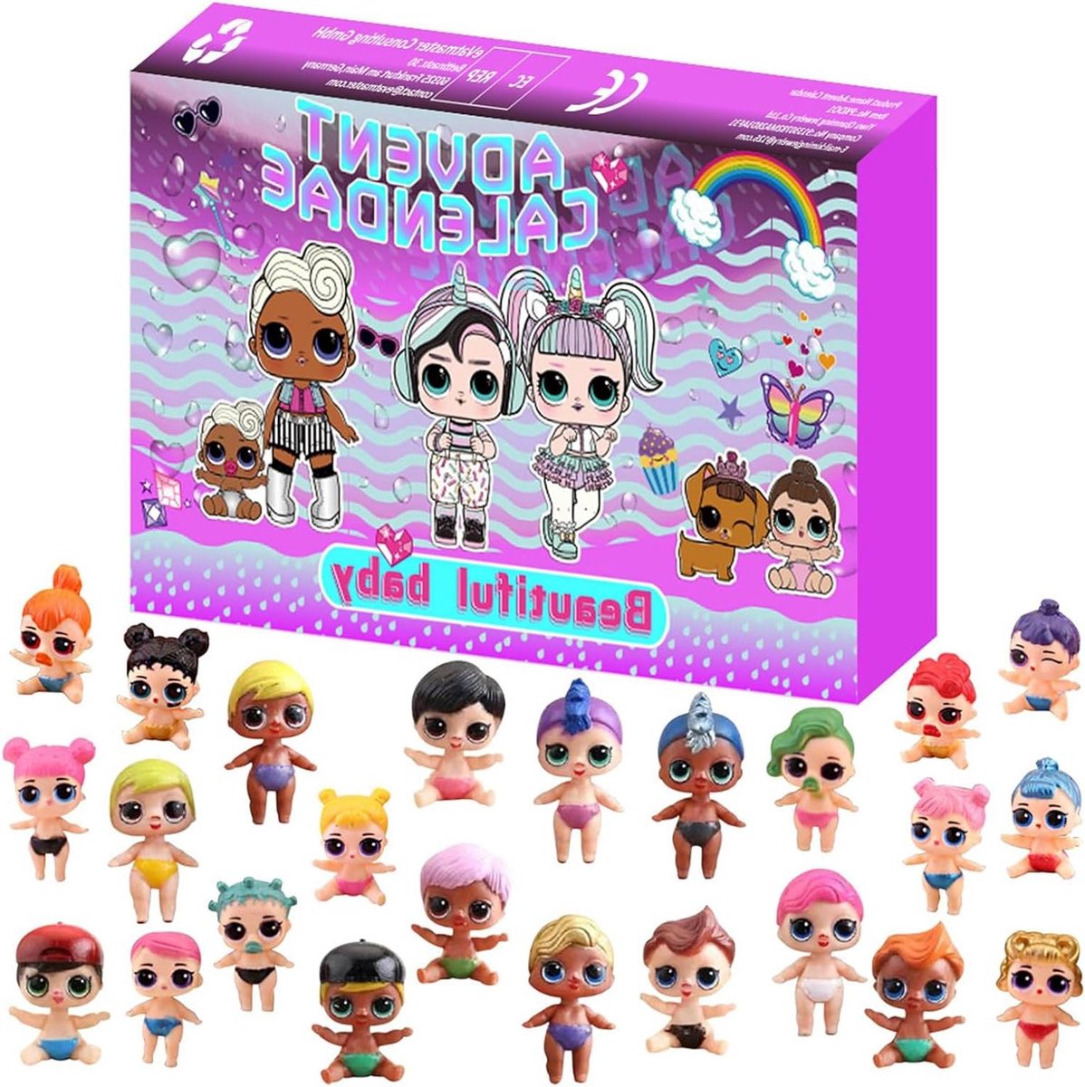 Adventskalender voor Meisjes - Kerstmis Poppenspeelgoed - 24 Dagen Kerstkalender voor Kinderen - Pop Kit - Kerstmis Countdown - Verjaardagscadeaus - Verrassingscadeau