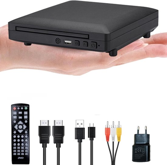 DVD Speler met Hdmi - Mini-DVD-Speler Voor TV - 1080P Compacte Speler - Ondersteunt Alle Regiovrije DVD-CD-Spelers - Inclusief Hdmi- en Rca-Kabels voor Thuis