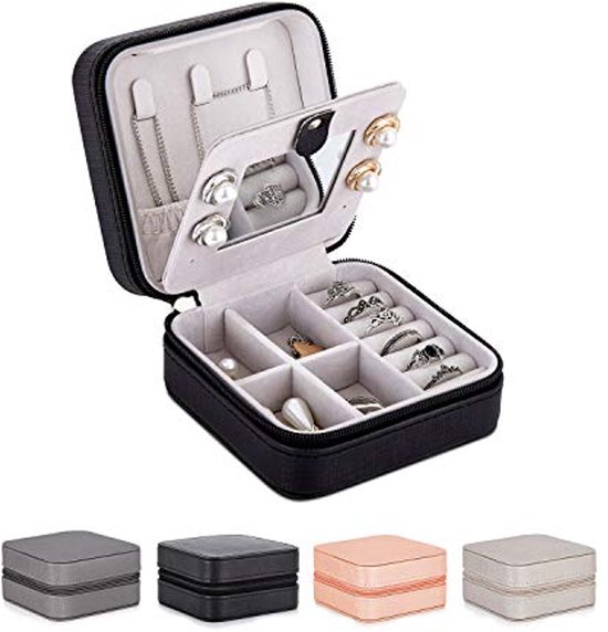 Juwelendoosjes Travel Sieraden Organizer Cases Mini Draagbare Sieraden Opbergdoos for Ketting, Oorbellen, Ringen Doosjes & Organizers(Pink