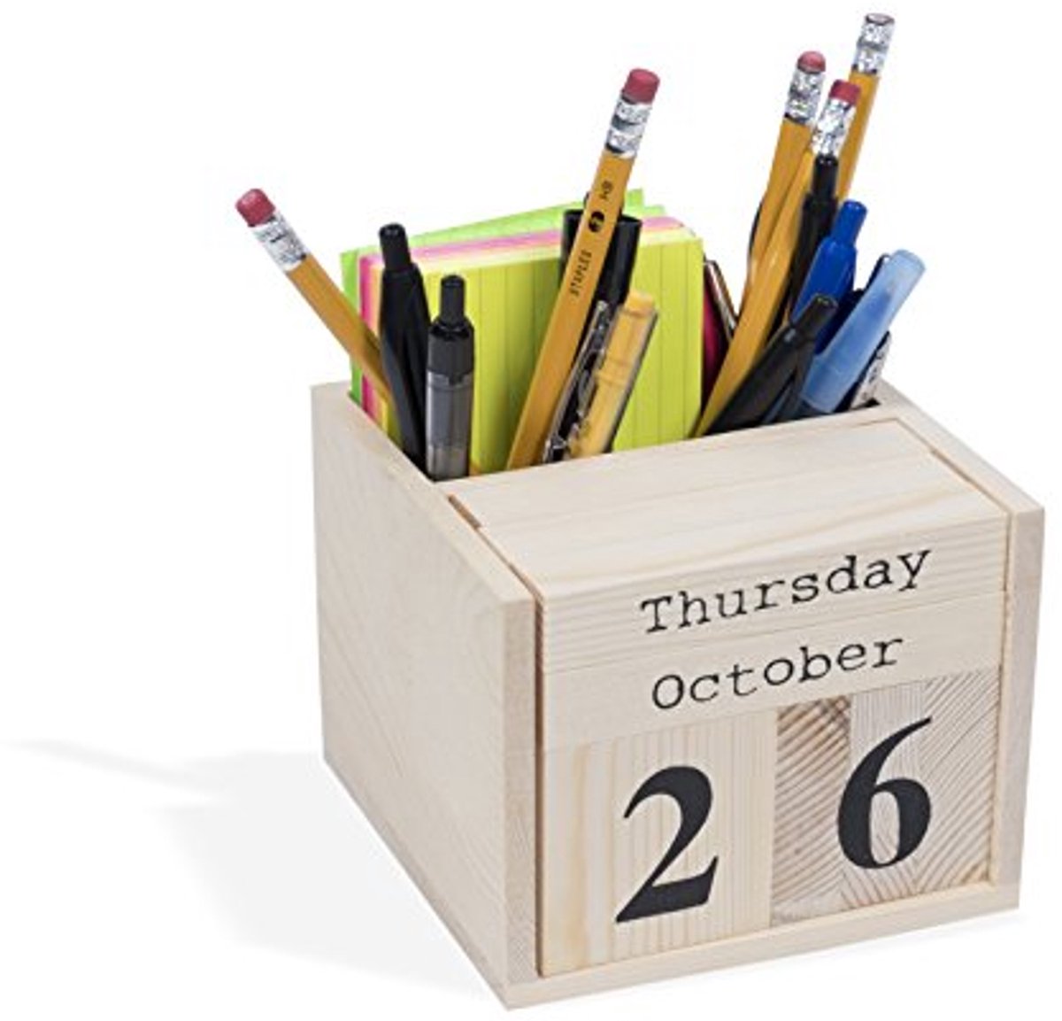 Decoratieve Kubus Desktop Blok Kalender en Pen Houder voor Thuis en Kantoor - Hout voor DIY Projecten