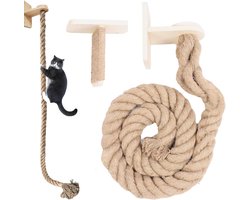 Klimtouw Voor Katten - Kittens Klimtoren Speelgoed - Pootschuur Ladders Binnenshuis Muurgemonteerd Rustmeubel Kittens