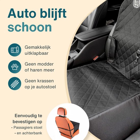 Qindie – Hondenautostoel – Veilig hondenzitje auto met verstelbaar hondentuigje – Waterdichte 600D Oxford automand – Opvouwbare autostoel voor kleine honden – Zwart