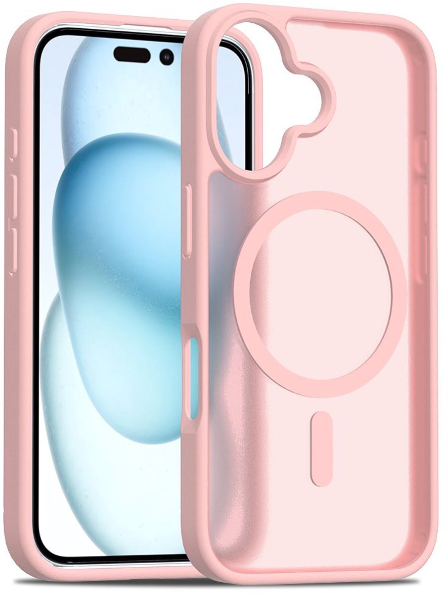 Solidenz Hoesje - Geschikt voor iPhone 16 - FrostMag Backcover geschikt voor MagSafe - Roze
