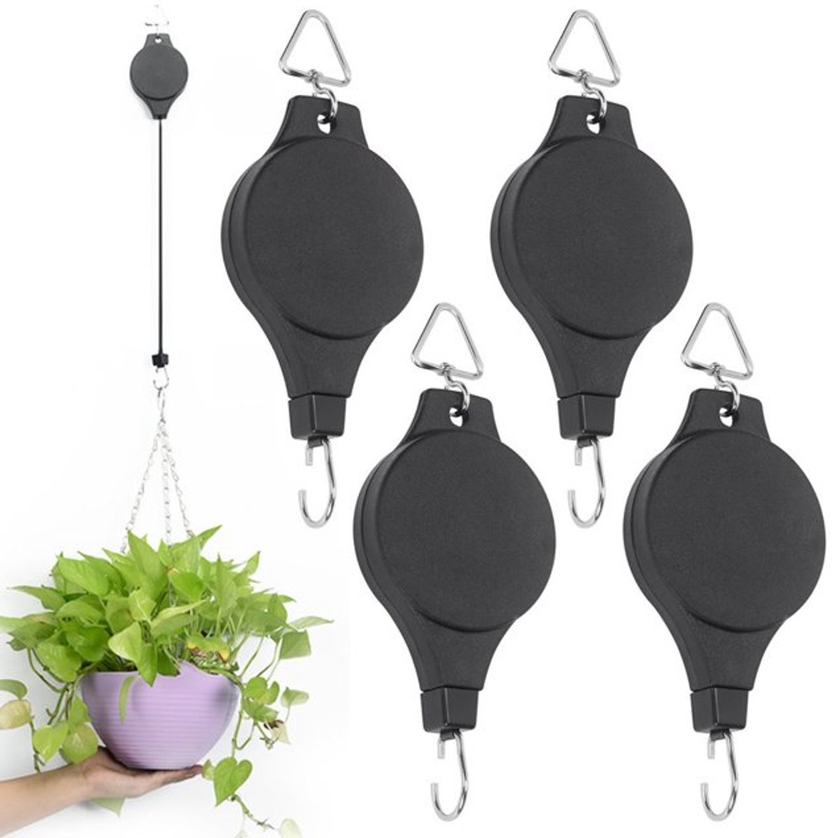 Hangmandelieren Set 4-delig - Verstelbaar 20-100 cm - Tot 15 kg Draagvermogen - Voor Planten en Decoratie