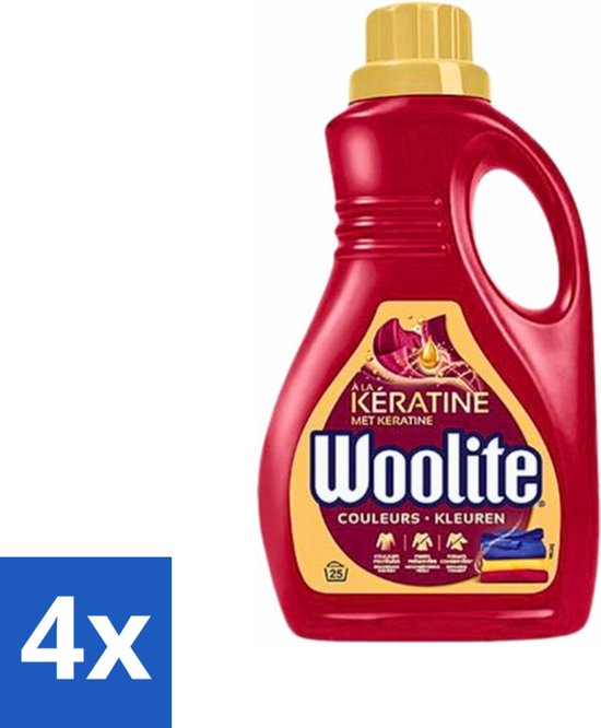 Woolite Wasmiddel Color met Keratine 25 wasbeurten 1,5 liter - Voordeelverpakking - 4 stuks
