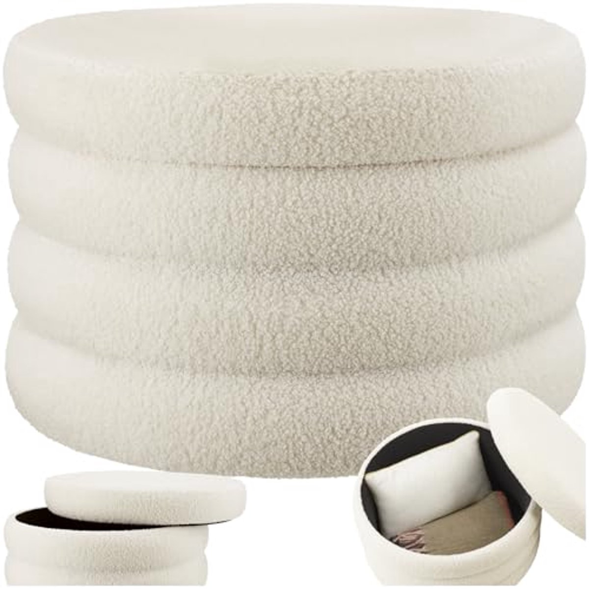 XL Hocker met opbergruimte - Poef Ø 67 x 42 cm - Stevige en stijlvolle voetenbank