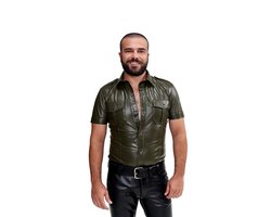 Mister b sheep leather police shirt green large