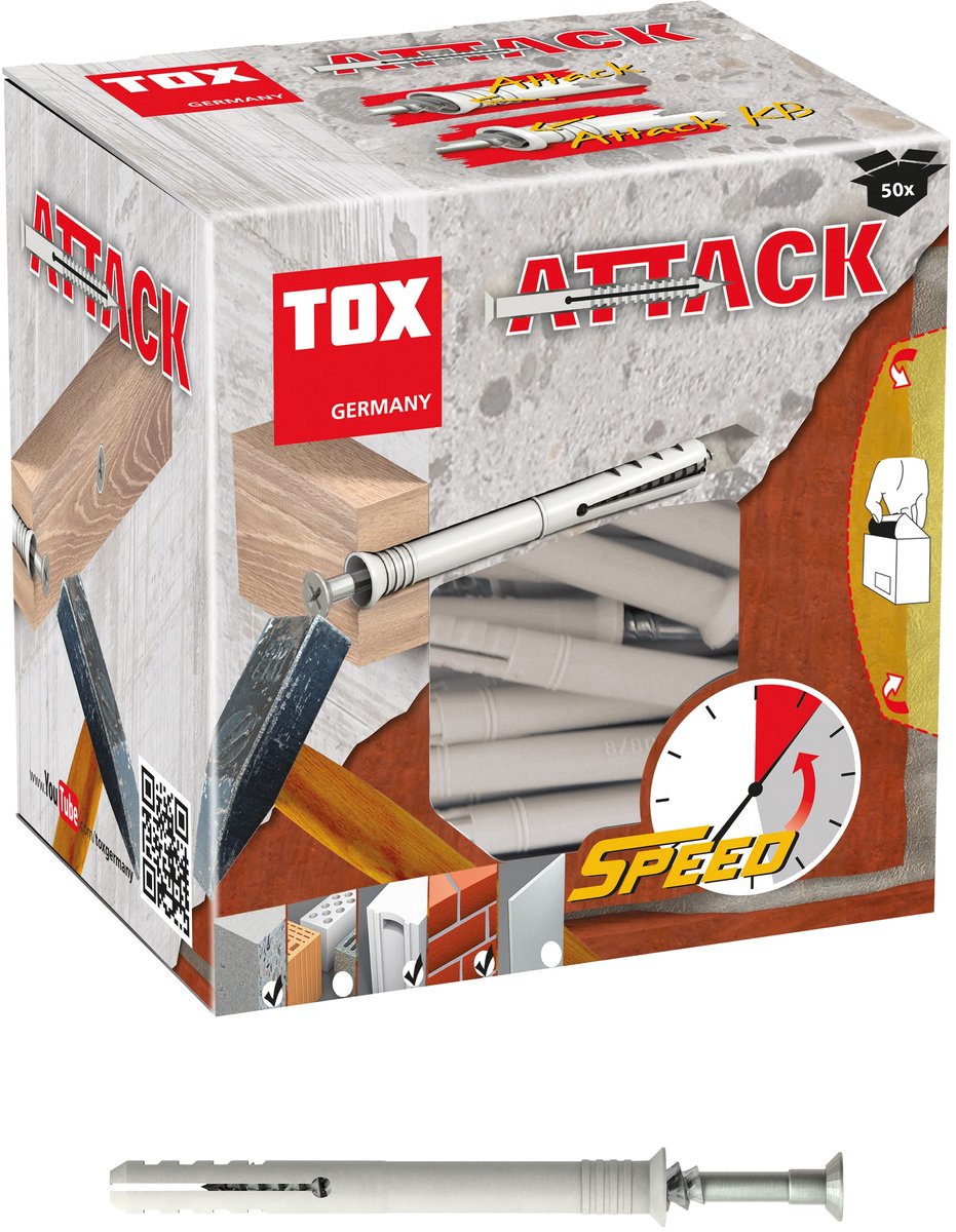 TOX Attack 50 stuk(s) Schroef- & muurplugset 50 mm