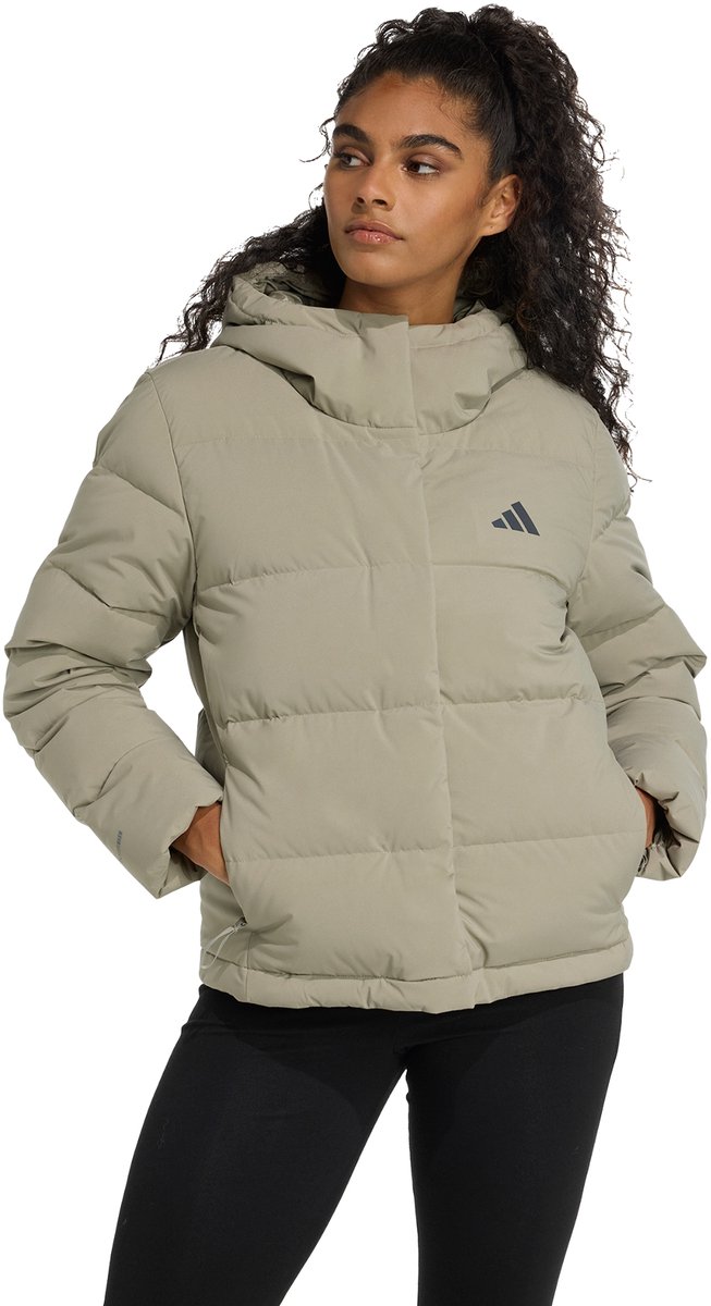 adidas Sportswear Helionic CLIMAWARM Donsjack met Capuchon Dames Groen