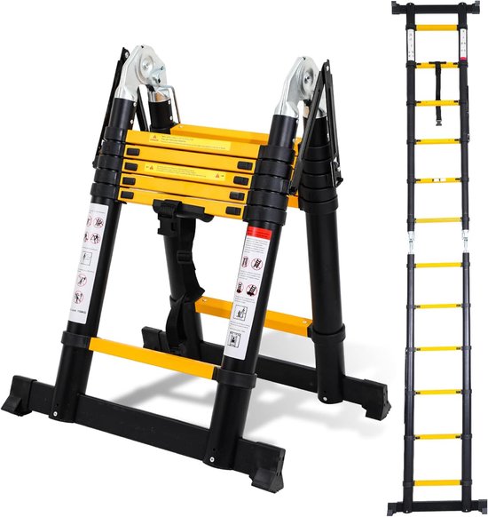 Aluminium telescopische ladder, 4,4 m, uittrekbare ladder