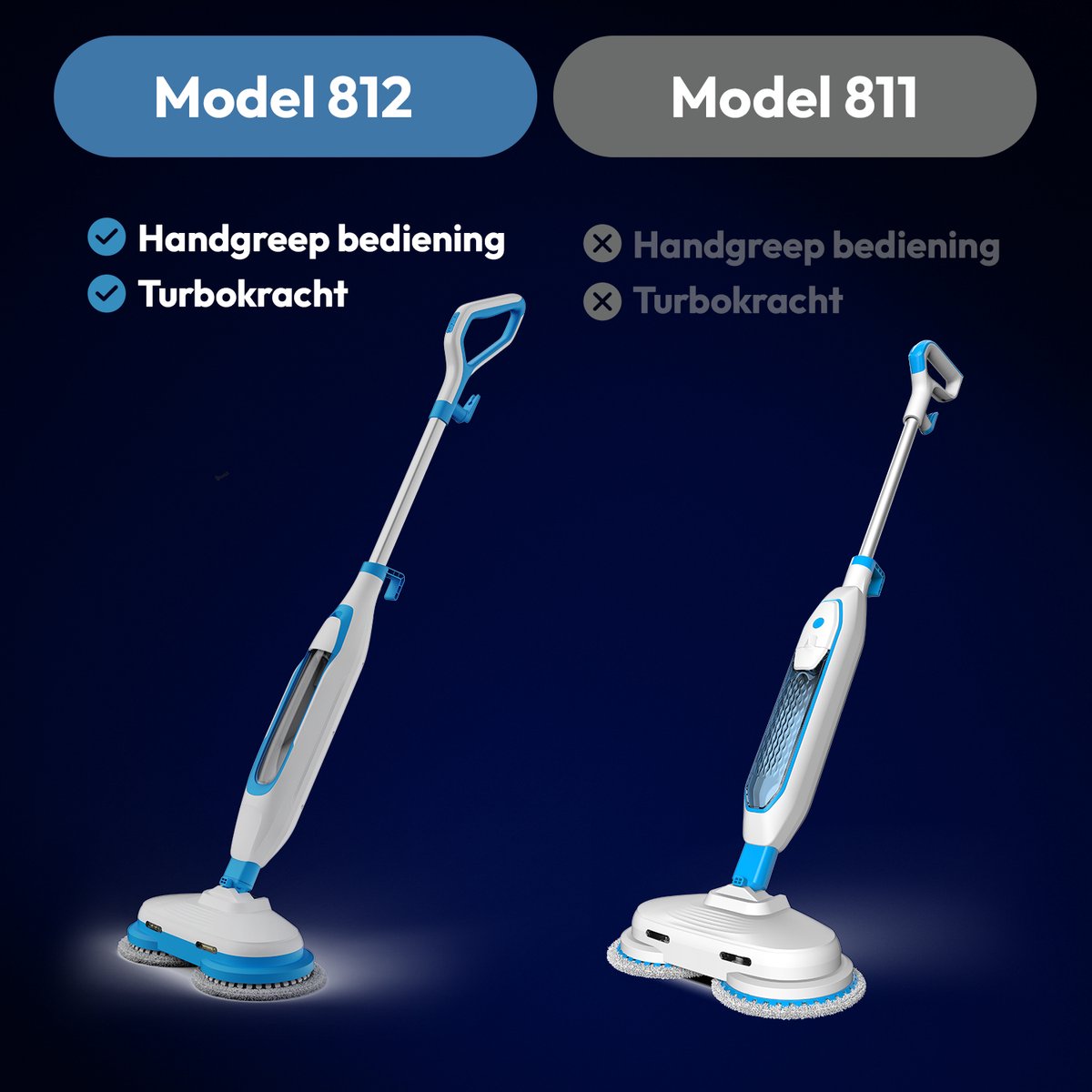 BOLLIT 1500W Elektrische Dweil STOOM - Stoomreiniger en Schrobber TURBO - Dweilapparaat - Vloerreiniger voor alle Harde & Houten Vloeren - Reinigingsmachine - Wendbaar Dweilsysteem - Vloermop - SprayMop thumbnail 3