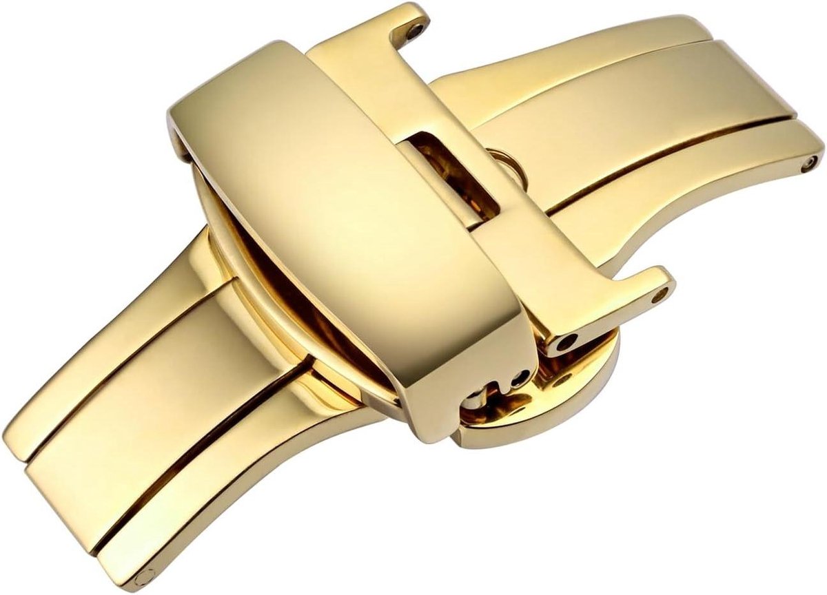 Roestvrijstalen inzetsluiting horlogeband vervanging - breedte 10 mm 12 mm 14 mm 16 mm 18 mm 20 mm 22 mm - goud - 16mm - luxe kwaliteit - duurzaam.