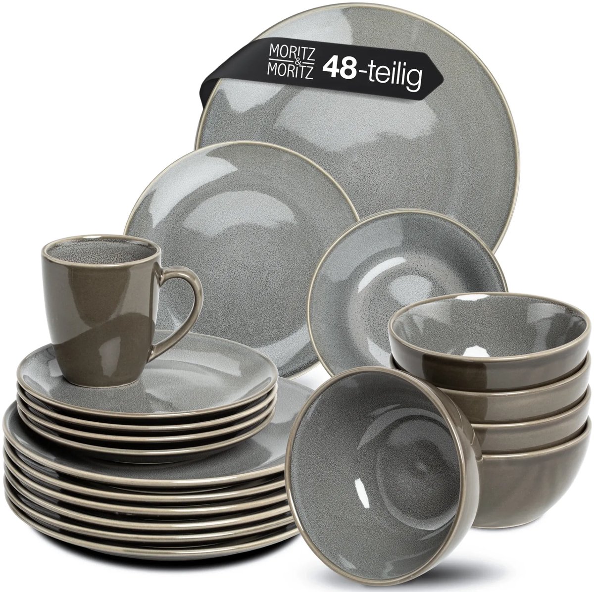 Moritz & Moritz SENSE 48-delig tafelservies voor 12 personen grijs