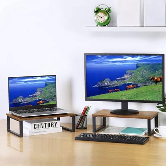 Opslag Computer Monitorstandaard Riser - Houten Laptopstandaard - Opslag Organizer voor ...