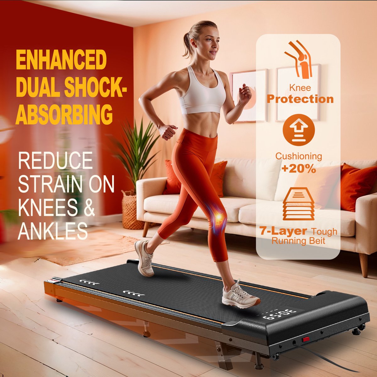 Afbeelding 3 van Mettlematic Walking Pad incl. 7-niveau helling – 2,25 pk motor – Compact loopband voor thuis – 1-6 km/h – Geen montage