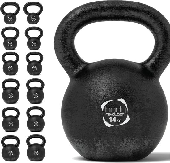 ScSPORTS® Kettlebell gietijzer met zwarte hamerslag-look, kogelhalter