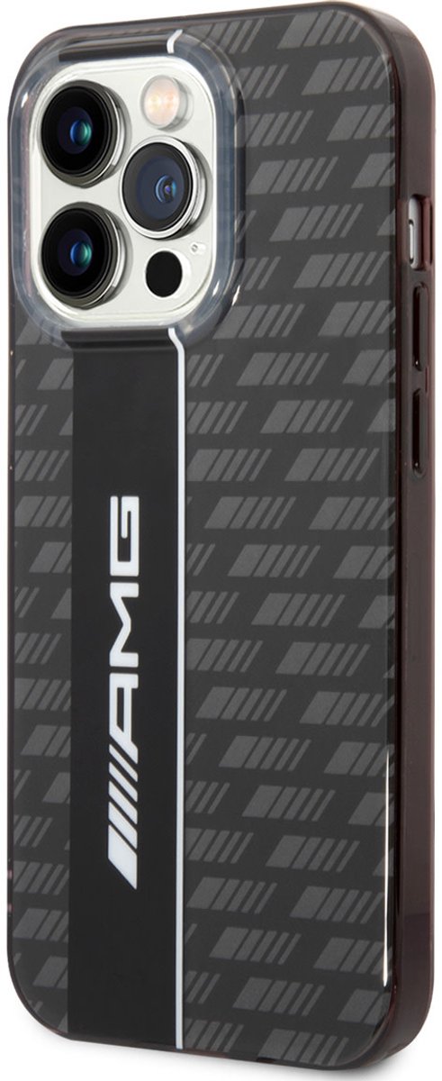 AMG Back cover - iPhone 14 Pro Max - Grey - Dubbele laag - Carbon patroon