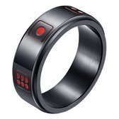Stalen mannen ring Dobbelsteen spinner Zwart Rood-19mm