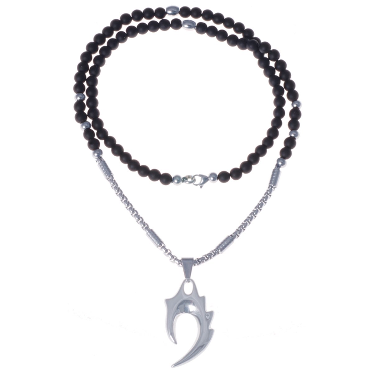 Heren kralen ketting Agaat Edelstaal Tribal