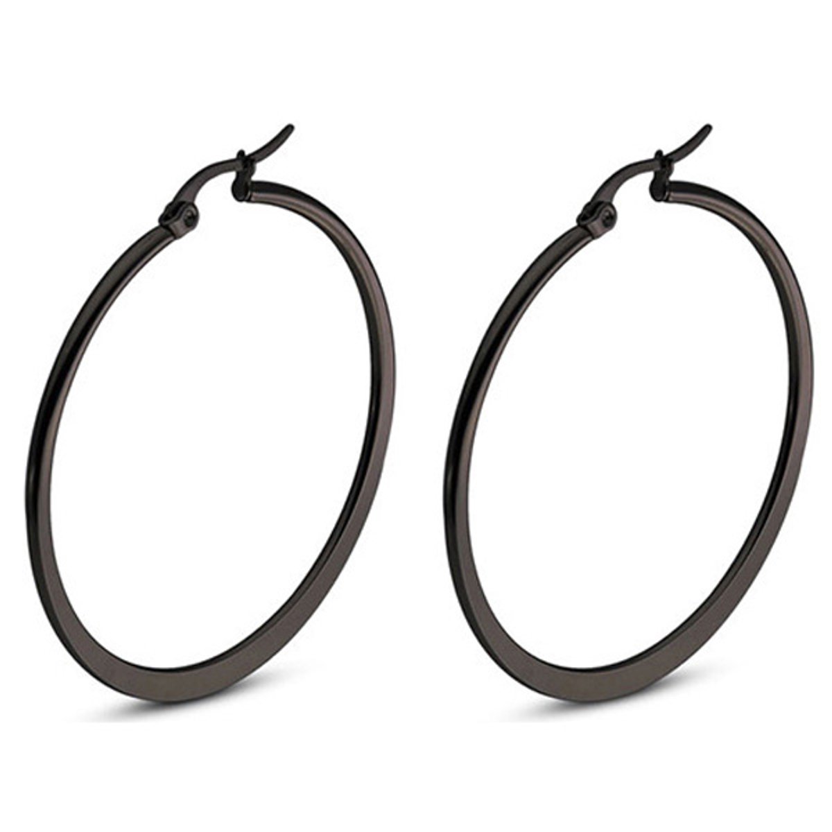 Hoop Oorringen Cilla Jewels Edelstaal Zwart-60mm