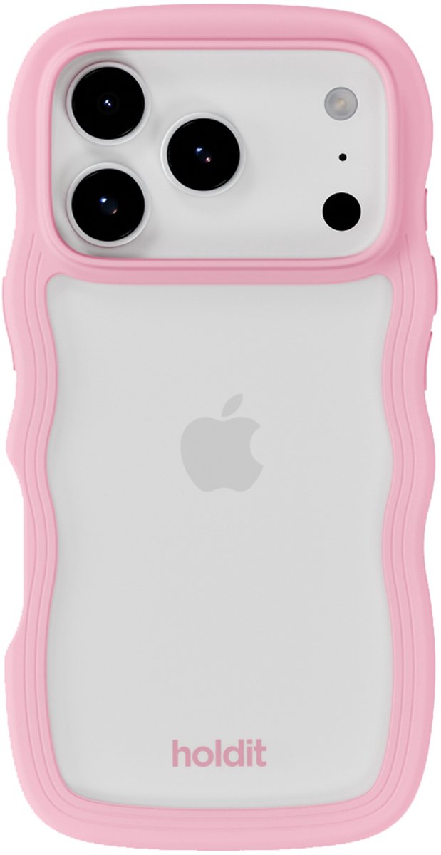 Holdit Wavy Case geschikt voor Apple iPhone 17 Pro Max - Transparent / Pink