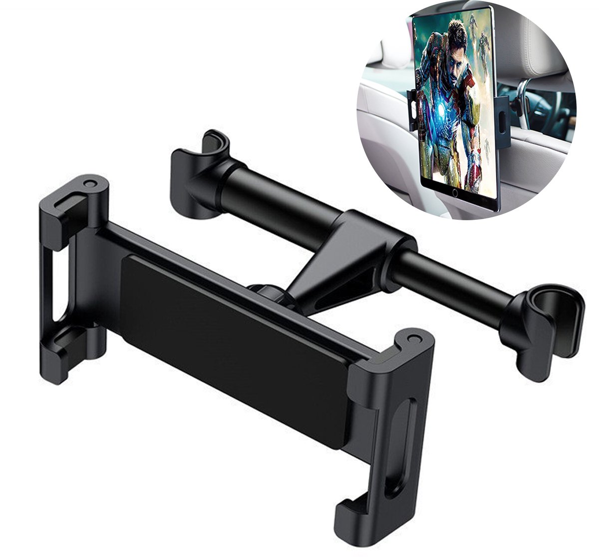 Syllio Luxe Tablet Houder Auto - Hoofdsteun - Telefoon Houder Auto - Universeel - 360 Graden Draaibaar - IPad Houder Auto