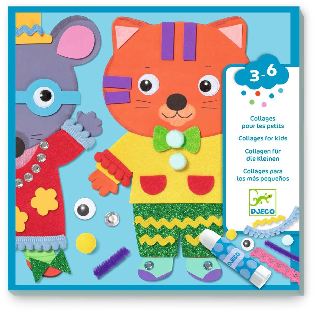 Djeco creatieve collage set - plakken en versieren voor kinderen.