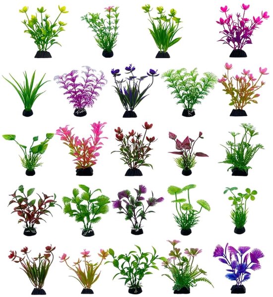 Image showcasing Aquarium Plants, 24 Pieces, Artificial Fish Plants, Mixed Colours ...