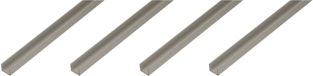 Alberts 4 x U-Profil speziell für Spanplatten, 15 x 22 x 15 x 1,5 mm, lengte 2 m, Aluminium, zilverkleurig geanodiseerd