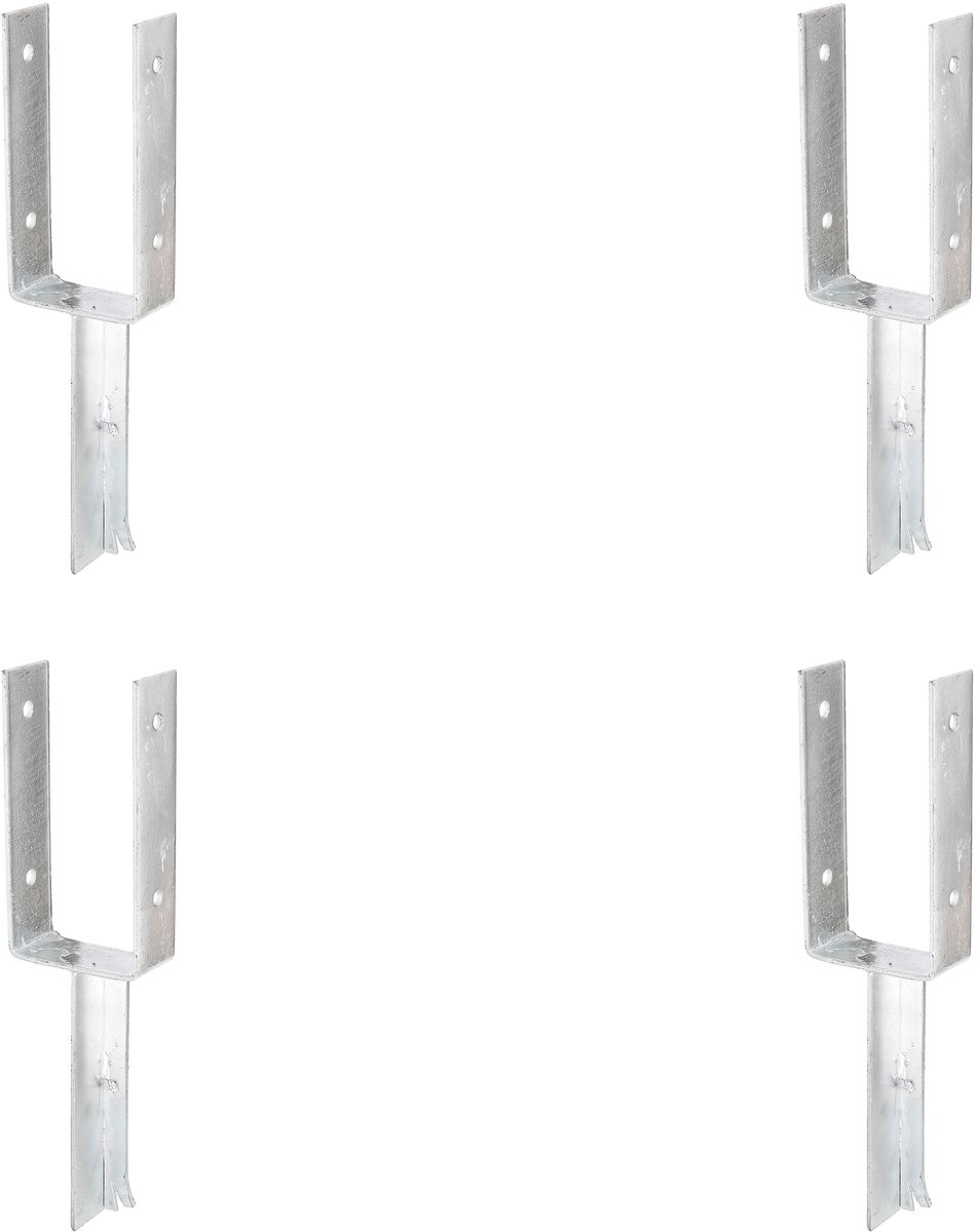 Alberts 4 x U-paaldrager mit betonanker aus T-Eisen, 101x200 mm, thermisch verzinkt, voor inbetonneren, betonanker 200 mm