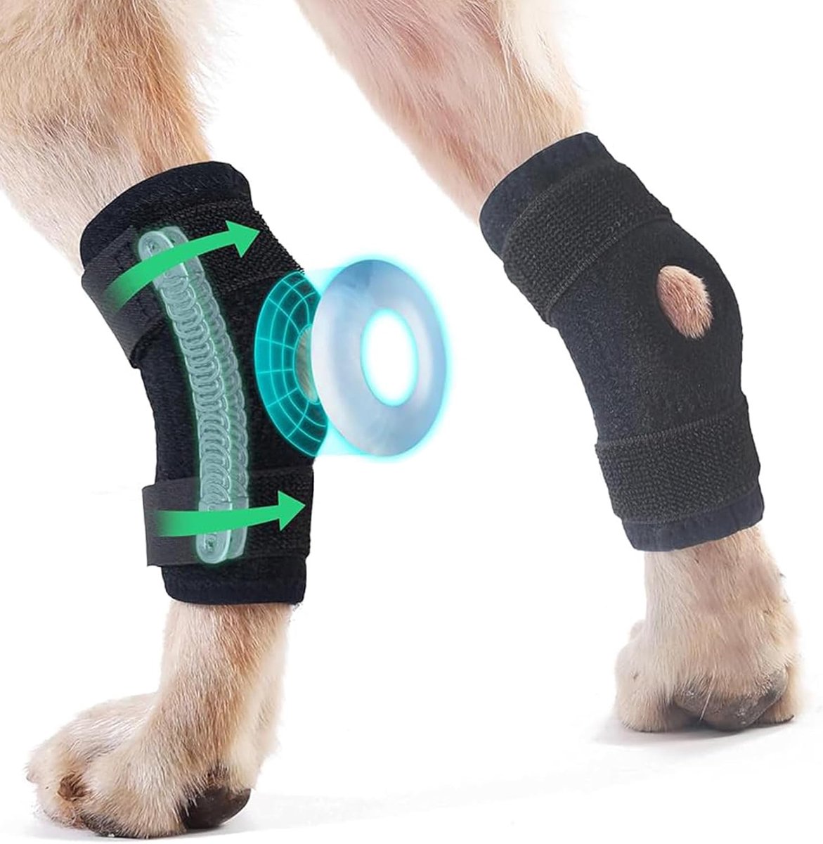 MAGICSHE 1 Paar Honden Brace Achterpoot Of Voorpoot - Verstelbare Hondenbrace Met Scharnieren - Kniebeschermer Hond Zwart M