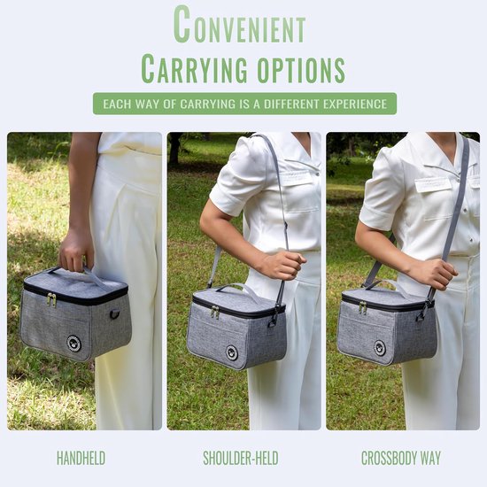 EXCITAT Kleine koeltas - Lunchboxtas - Geïsoleerde lunchtas - Opvouwbaar - Lunchtas - Draagbare lunchboxtas - voor werk, reizen, kantoor, picknick - Grijs van EXCITAT — afbeelding 4