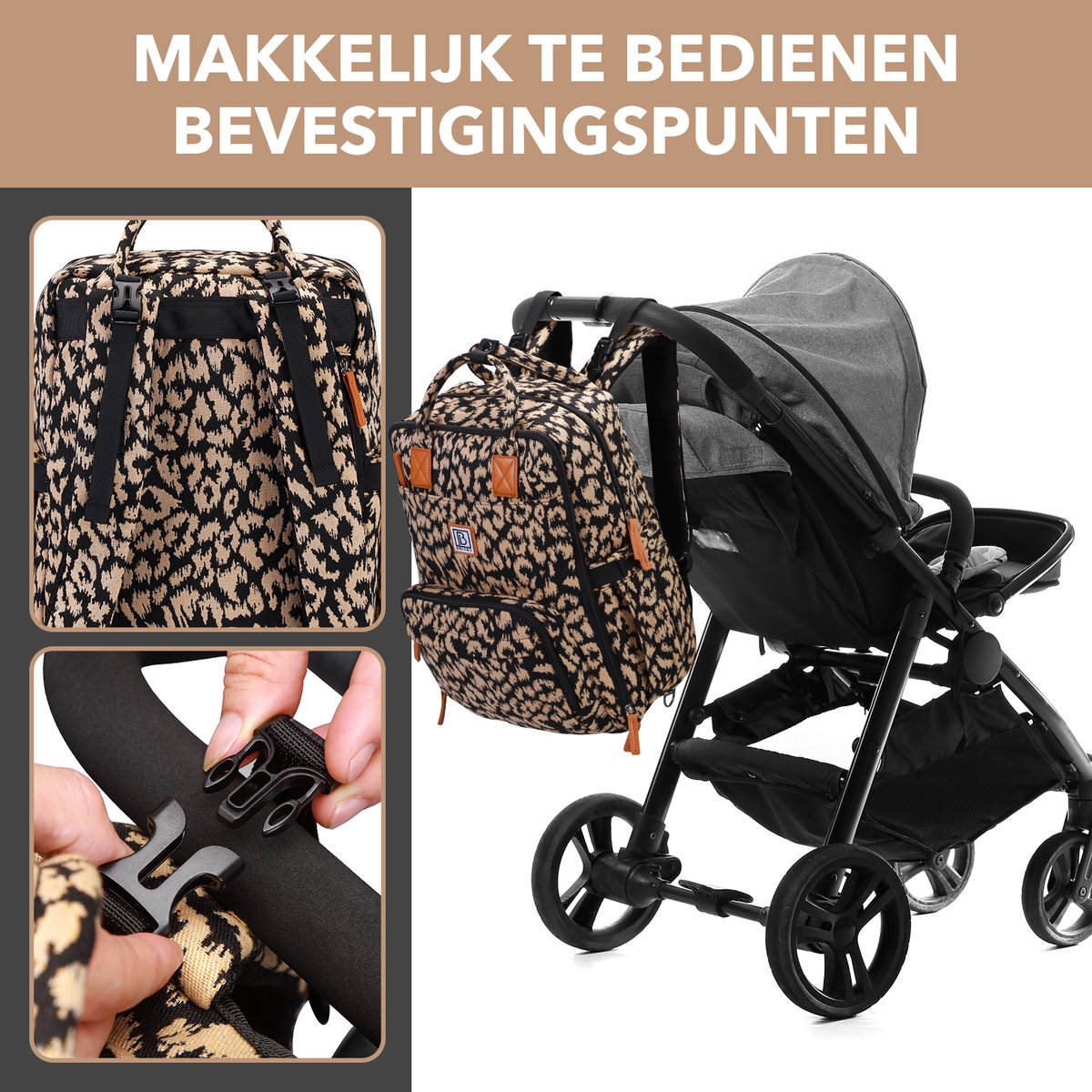 Brisby slijtvaste Luiertas – verzorgingstas – met buggymontage - Leo – foto 7
