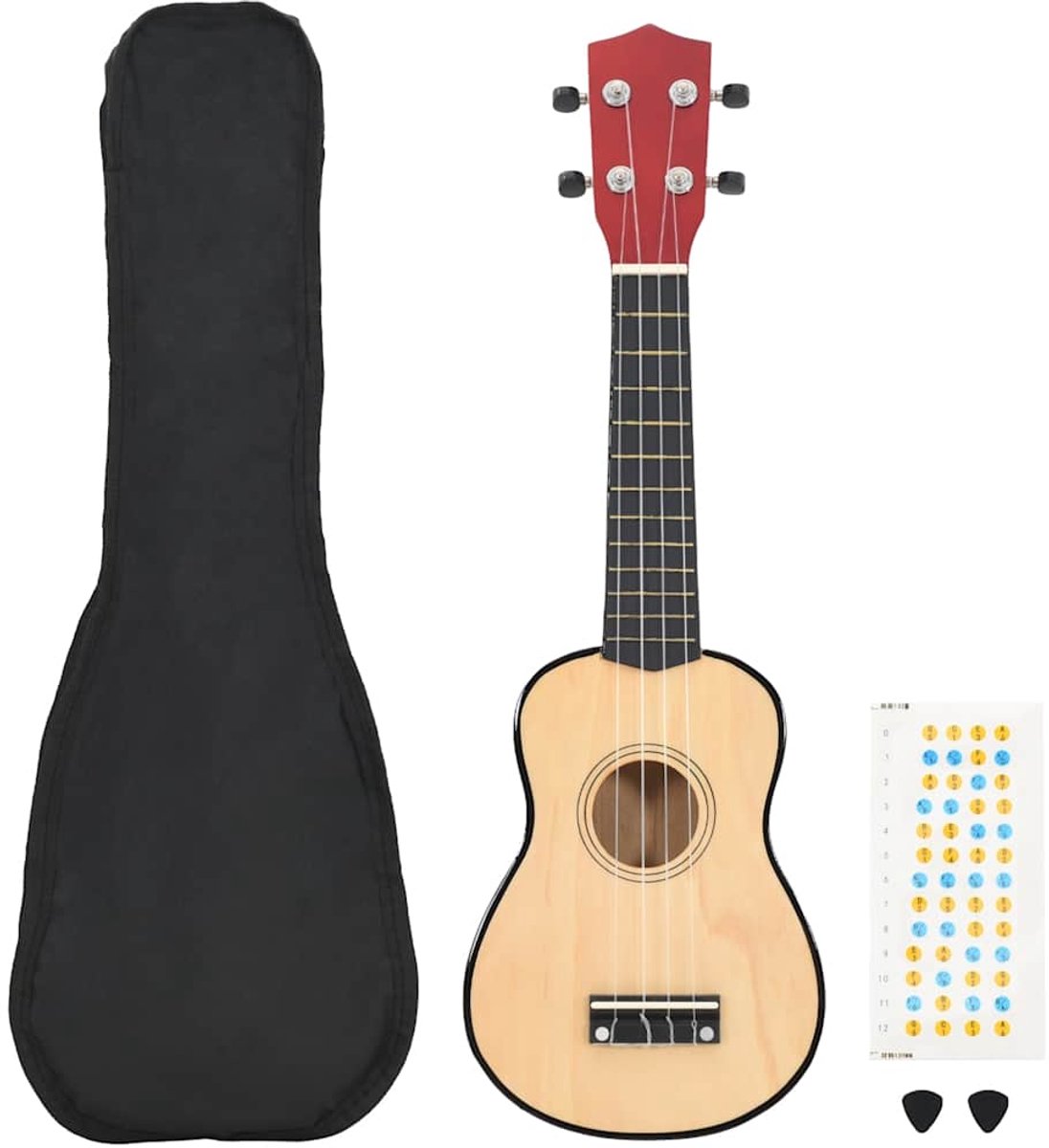 vidaXL - Ukuleleset - met - tas - voor - kinderen - sopraan - 21'' - lichthoutkleurig